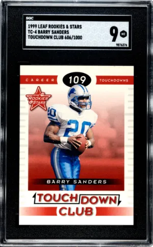 1999 Leaf Rookies and Stars Barry Sanders Touchdown Club #TC-4 /1000 SGC 9 front