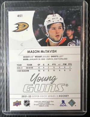 2021-22 Upper Deck Mason McTavish Young Guns back