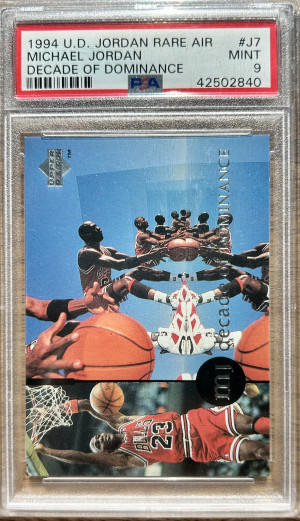 1994 Upper Deck Jordan Rare Air Michael Jordan Decade of Dominance #J7 PSA 9 front