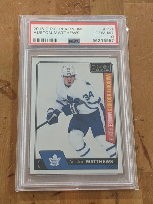 16-17 OPC Platinum Marquee Rookie Auston Matthews #151 PSA 10 Pop 73 front