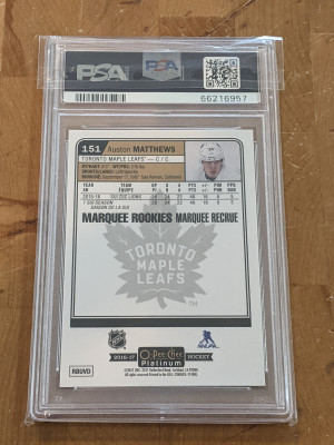 16-17 OPC Platinum Marquee Rookie Auston Matthews #151 PSA 10 Pop 73 back