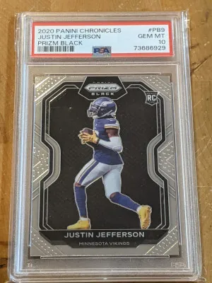 2020 Chronicles Prizm Black Justin Jefferson PSA 10 front