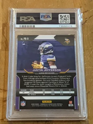 2020 Chronicles Prizm Black Justin Jefferson PSA 10 back