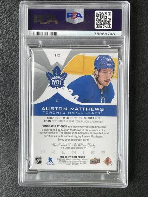 2020-21 Premier Auston Matthews Silver Spectrum Auto PSA 9 Pop 1 back