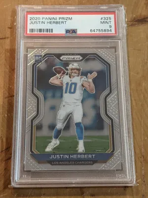 2020 Prizm Justin Herbert Rookie PSA 9 front