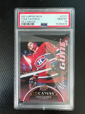 2021 Cole Caufield Young Guns Canvas PSA 10 front