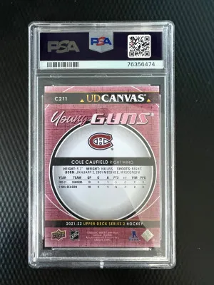 2021 Cole Caufield Young Guns Canvas PSA 10 back