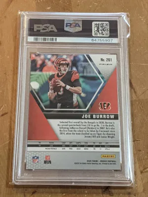 2020 Mosaic Reactive Orange Joe Burrow Rookie PSA 10 back