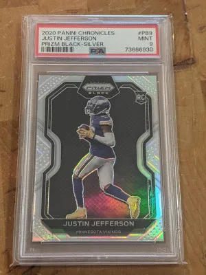 2020 Chronicles Silver Prizm Justin Jefferson Rookie PSA 9 front
