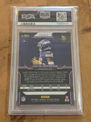 2020 Chronicles Silver Prizm Justin Jefferson Rookie PSA 9 back