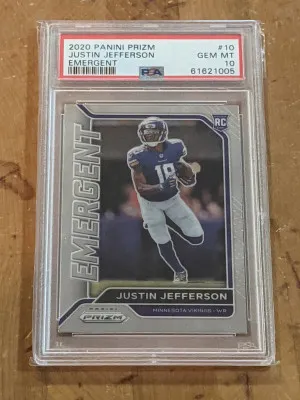 2020 Prizm Emergent Justin Jefferson Rookie PSA 10 front