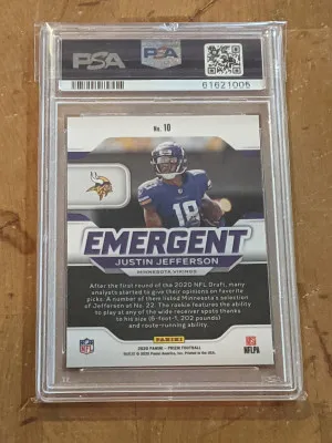 2020 Prizm Emergent Justin Jefferson Rookie PSA 10 back