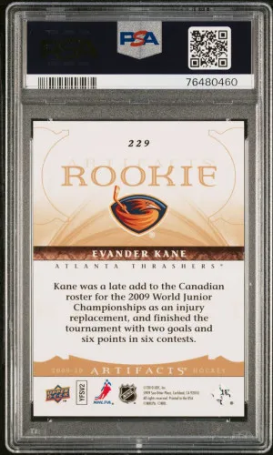 2009 UPPER DECK ARTIFACTS #229 EVANDER KANE RC #/699 POP 3 PSA 10 back
