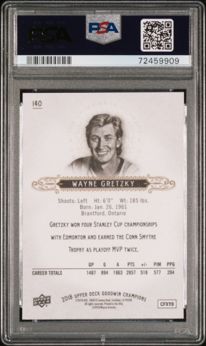 2018 UPPER DECK GOODWIN CHAMPIONS #140 WAYNE GRETZKY POP 2 PSA 10 back