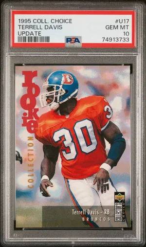 1995 COLLECTOR'S CHOICE UPDATE #U17 TERRELL DAVIS RC HOF PSA 10 front