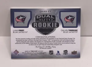 Liam Foudy Calvin Thurkauf Dual Auto Rookie Marks /18 back