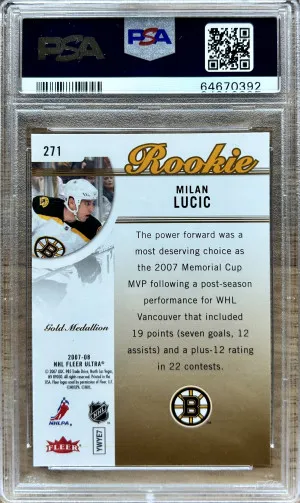 2007 ULTRA GOLD MEDALLION #271 MILAN LUCIC RC POP 6 PSA 10 back