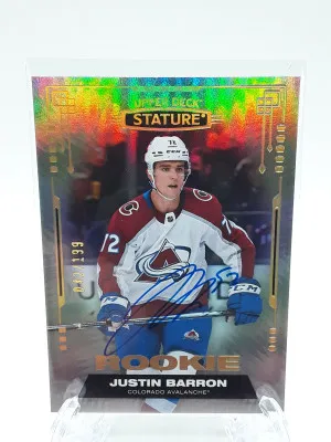 2021-22 Upper Deck Stature Justin Barron Rookie Auto /199 front