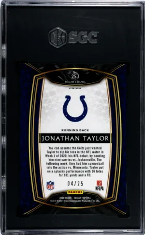 2020 Select Club Level Blue Disco Jonathan Taylor Rookie 04/25 SGC 9.5 back