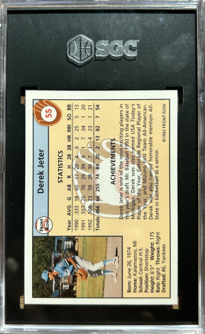 1992 Front Row Derek Jeter RC Yankees HOF Draft Pick '92 SGC 9 back