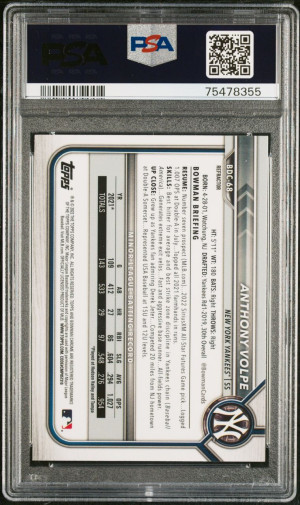 2022 Bowman Draft Anthony Volpe Chrome Refractor Prospect RC PSA 10 back