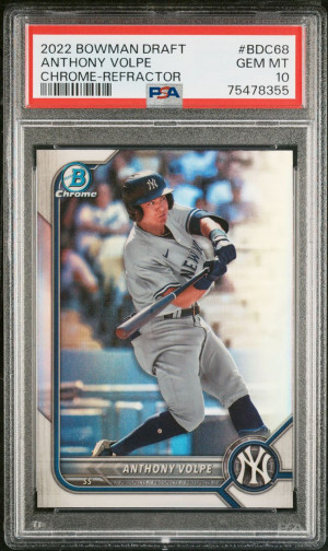 2022 Bowman Draft Anthony Volpe Chrome Refractor Prospect RC PSA 10 front
