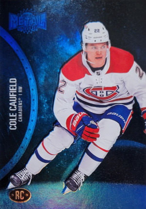 2021-22 Metal Universe Cole Caufield Rookie Blue Spectrum front