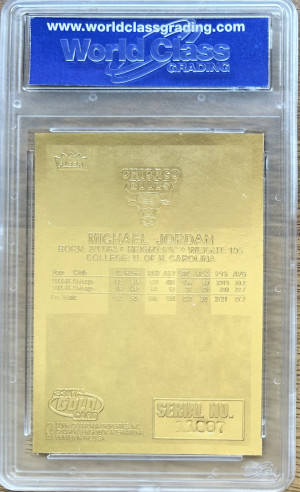 MICHAEL JORDAN 1998 Fleer Rookie Design 23KT Gold Card R/W/B Border GEM MINT 10 back