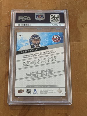 2020 Upper Deck Young Guns Ilya Sorkin PSA 10 back