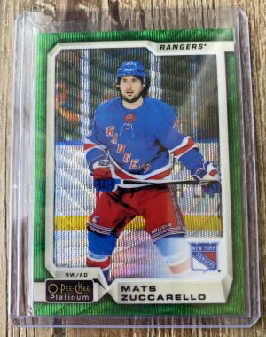 2018-19 O-Pee-Chee OPC Platinum Mats Zuccarello Emerald Surge /10 #91 front