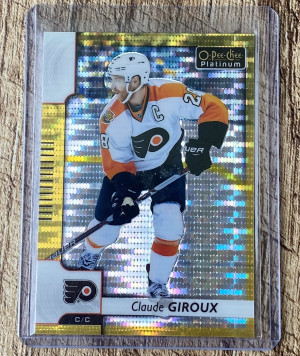 2017-18 O-Pee-Chee Platinum Claude Giroux #78 Seismic Gold /50 front