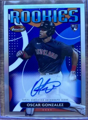 2023 Topps Finest - Oscar Gonzalez - "Rookies" Refractor SP On Card Auto RC! CLE front