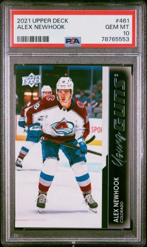 2021-22 Upper Deck Series 2 Alex Newhook Young Guns PSA 10 front