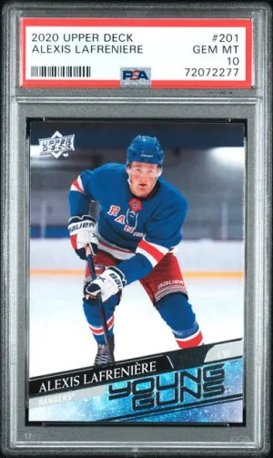 2020-21 Upper Deck Alexis Lafreniere Young Guns PSA 10 front