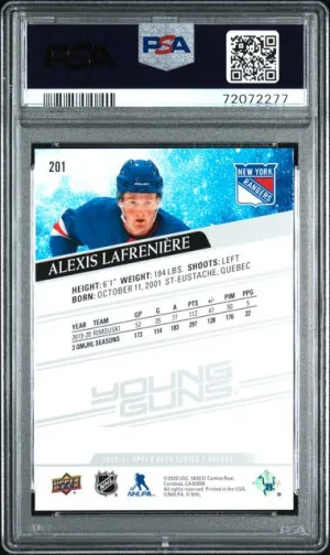 2020-21 Upper Deck Alexis Lafreniere Young Guns PSA 10 back