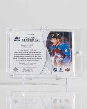 Cale Makar 2020-21 Upper Deck Exquisite Material /49 3 CLR back