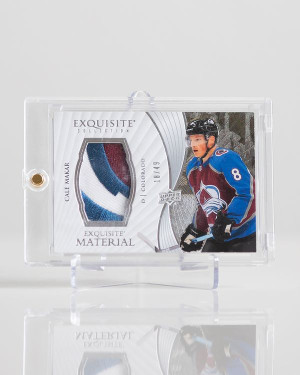 Cale Makar 2020-21 Upper Deck Exquisite Material /49 3 CLR front