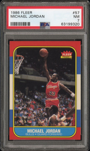 1986 Fleer #57 Michael Jordan Rookie Card PSA 7 front