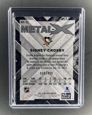 21/22 Metal Universe Sidney Crosby Metal-X #039/499 back