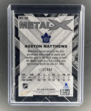 21/22 Metal Universe Auston Matthews Metal-X #173/499 back