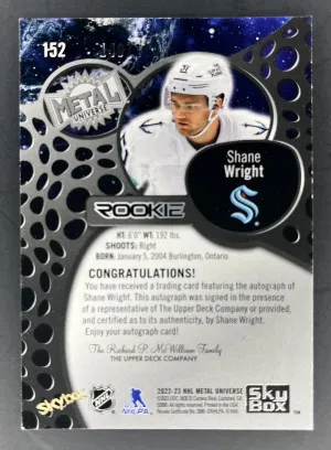 22/23 Metal Universe Shane Wright Rookie Auto #152 back