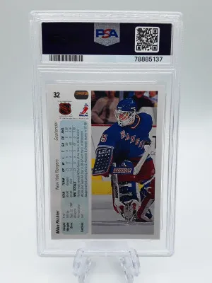 1990 Upper Deck #32 Mike Richter RC Rookie New York Rangers PSA 9 MINT back