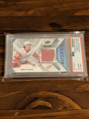 2021 Upper Deck Moritz Seider Rookie Materials RED PSA 10 (Pop 5) front