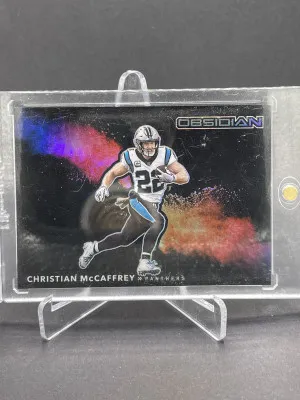Christian McCaffrey 2021 Panini Obsidian Color Blast Insert #CB8 Panthers front