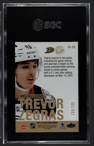 21/22 Fleer Ultra Trevor Zegras Gold Medallions #120/200 back