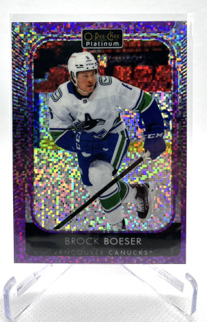 2021-22 O-Pee-Chee OPC Platinum Violet Pixels #35 Brock Boeser /299 front