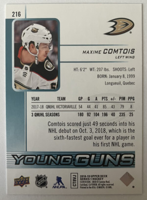 2018-19 Maxime Comtois Young Guns back