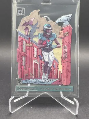 2021 Panini Donruss Clearly DeVonta
Smith Downtown Rookie #D-33 Eagles RC front