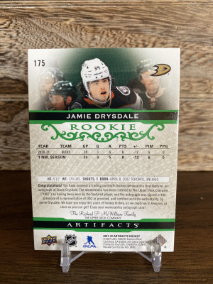 2021-22 Artifacts Jamie Drysdale Rookie Patch Auto /45 (45/45) back