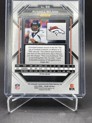 2022 Panini Prizm Russell Wilson #86 Autograph back